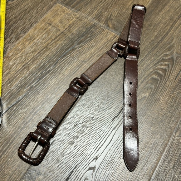 Fossil brown woven leather belt small - Picture 6 of 7